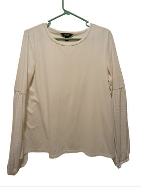 Simply Vera Vera Wang Cream Long-Sleeve Layered-Sleeve Top